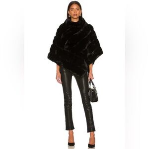 Adrienne Landau faux fur poncho in black - one size